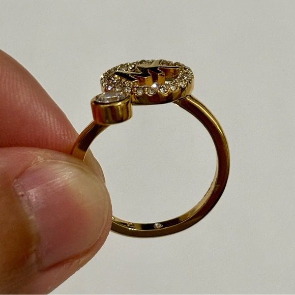 Michael Kors Gold-Tone Encircled Logo Open Ring Size 8 - Picture 4 of 14